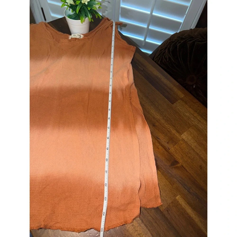 Free People We The Free Orange Ombre Knit Tank Top Medium Boho Raw Edge Maxi Tee